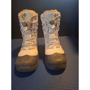 Columbia Youth Waterproof Winter Boots Size 4Y White & Gray Insulated Snow Shoes